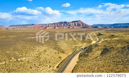 Aerial of Gooseberry Mesa Utah Desert Road Adventure 122579073