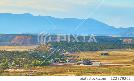Aerial of Gooseberry Mesa and Small Town in Utah Valley 122579262