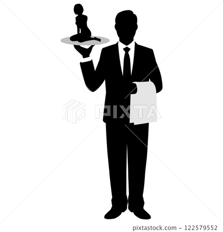 Male businessman attending to a woman 122579552