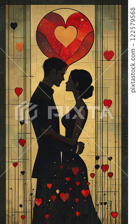 Girl in mittens holds valentine card. AI generative Girl in mittens holds valentine card. AI generative 122579568