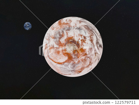 Planets Earth and artistically rendered fiction Mars planet. 122579711