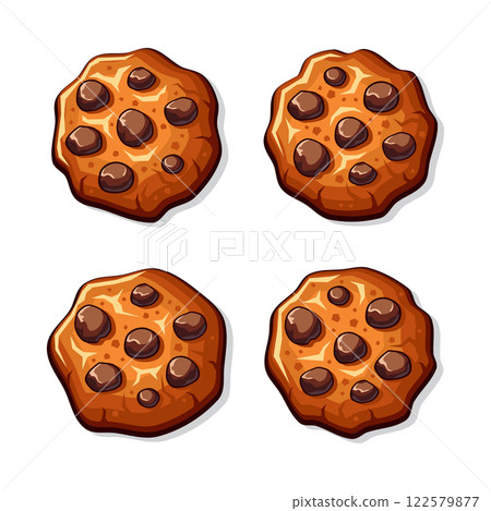 Cookies with Chocolate Chips on White Background. Vector Cookies with Chocolate Chips on White Background. Vector 122579877