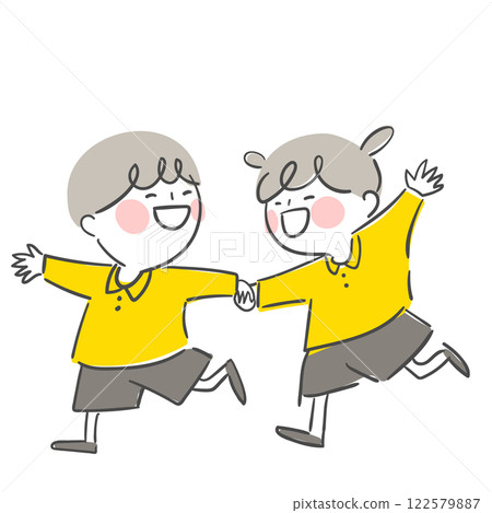 Character illustration of children running around with smiles. Character illustration of children running around with smiles. 122579887