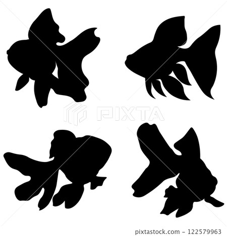 Goldfish illustration silhouette set 122579963