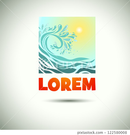 Logo sea abstraction. Hello summer . Not AI, Vector illustration Logo sea abstraction. Hello summer . Not AI, Vector illustration 122580008