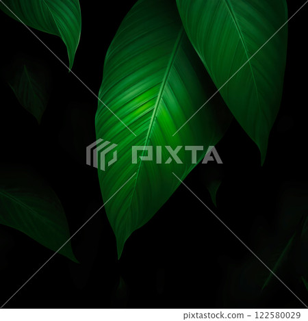 Tropical Plant and Foliage Growth Modern Background stock illustration. AI Generated 122580029