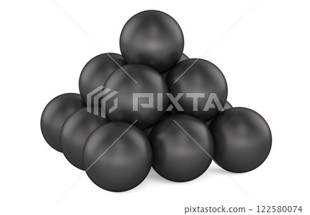 Cannonballs, stack of cannonballs. 3D rendering 122580074