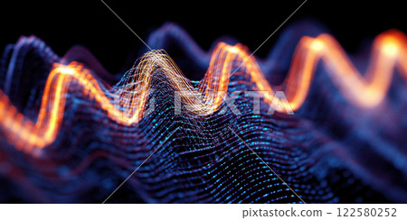 abstract neon light waves and lines 122580252