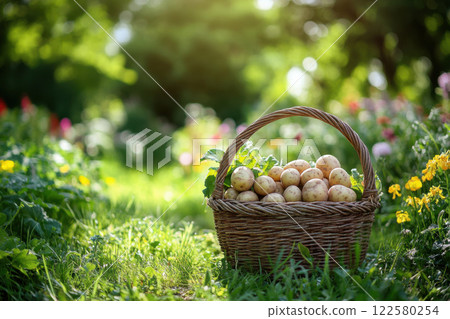 basket with potatoes 122580254