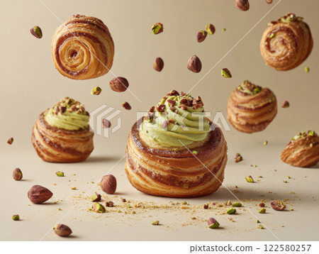 cinnamon rolls with pistachio cream 122580257