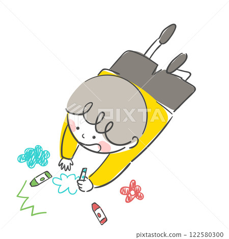 Character illustration of a child scribbling on the floor. Character illustration of a child scribbling on the floor. 122580300