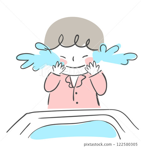 Character illustration of a child washing his face 122580305