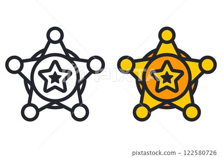 black icon gold badge sheriff. 122580726
