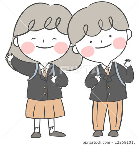 Character illustration of students in school uniforms Character illustration of students in school uniforms 122581013
