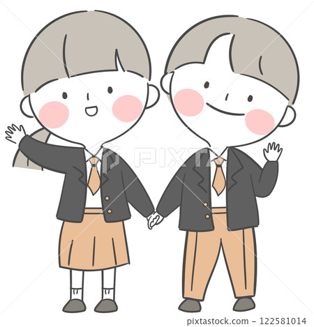 Character illustration of students in school uniforms Character illustration of students in school uniforms 122581014