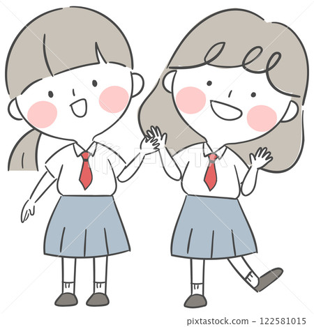Character illustration of students in school summer uniforms Character illustration of students in school summer uniforms 122581015