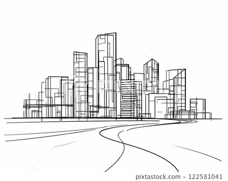 Abstract Line Art of Modern Cityscape 122581041