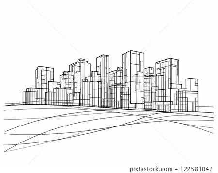 Abstract Linear Cityscape Design Illustration 122581042