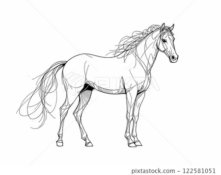 Monochrome Illustration of a Horse 122581051