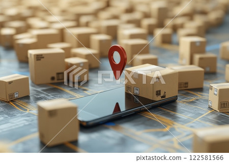 Mobile tracking technology for package delivery urban environment digital concept smartphone viewpoint Mobile tracking technology for package delivery urban environment digital concept smartphone viewpoint 122581566