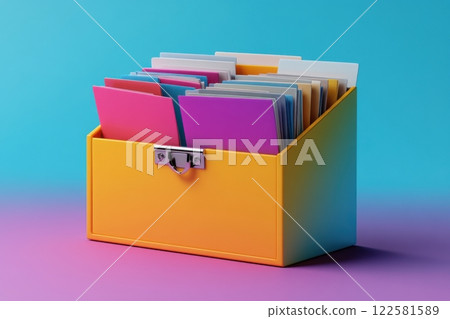 Organized file storage system modern office photo bright background close-up efficiency and productivity 122581589