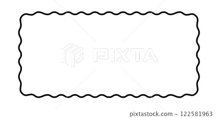 Rectangle frame with wavy edges. Rectangular shapes with curvy borders. Empty text box, stamp, speech bubble, tag or label isolated on white background. Vector graphic illustration Rectangle frame with wavy edges. Rectangular shapes with curvy borders. Empty text box, stamp, speech bubble, tag or label isolated on white background. Vector graphic illustration 122581963