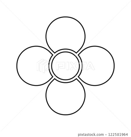 Flower diagram with 4 petals. Floral pie chart divided on equal for segments in leaf shapes isolated on white background. Template for data presentation. Vector outline illustration Flower diagram with 4 petals. Floral pie chart divided on equal for segments in leaf shapes isolated on white background. Template for data presentation. Vector outline illustration 122581964