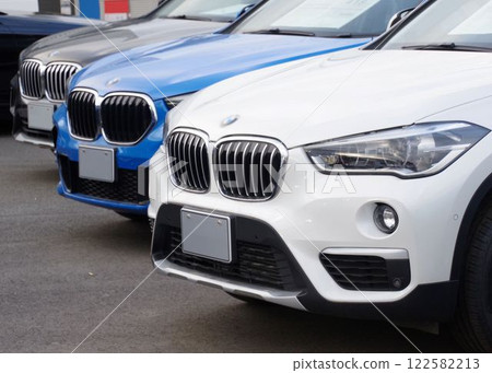 Image of imported cars: Imported cars lined up at a dealership: BMW 122582213