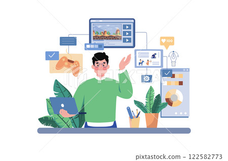 Video Game Designer Illustration concept on white background Video Game Designer Illustration concept on white background 122582773