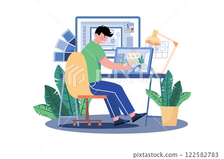 Interior Designer Illustration concept on white background 122582783