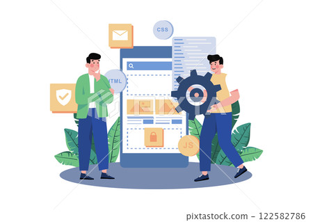 Mobile Designer Illustration concept on white background Mobile Designer Illustration concept on white background 122582786