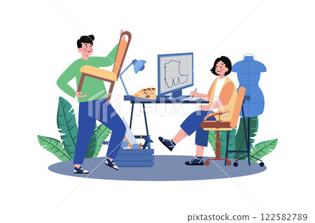 Industrial Designer Illustration concept on white background Industrial Designer Illustration concept on white background 122582789