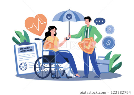 Disability Insurance Illustration concept on white background Disability Insurance Illustration concept on white background 122582794