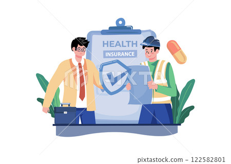 Worker Health Insurance Illustration concept on white background Worker Health Insurance Illustration concept on white background 122582801
