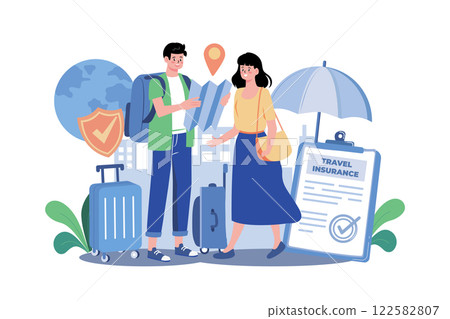 Travel Insurance Illustration concept on white background Travel Insurance Illustration concept on white background 122582807