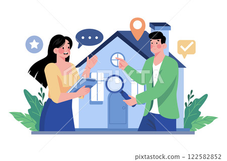 The Broker Is Introducing The Rental House To The Client The Broker Is Introducing The Rental House To The Client 122582852