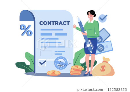Woman Signing House Agreement Illustration concept on white background 122582853