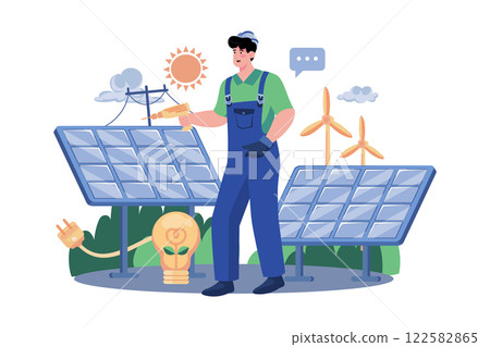 Engineers Are Installing Solar Power Engineers Are Installing Solar Power 122582865