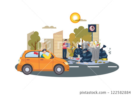 Garbage On The Road Illustration concept on white background 122582884