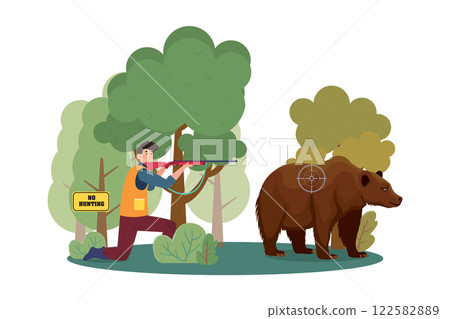 Illegal Hunting Illustration concept on white background 122582889