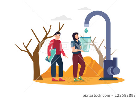 Shortage Of Drinking Water Illustration concept on white background 122582892