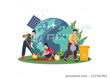 Cleaning Earth Environment Illustration concept on white background Cleaning Earth Environment Illustration concept on white background 122582901
