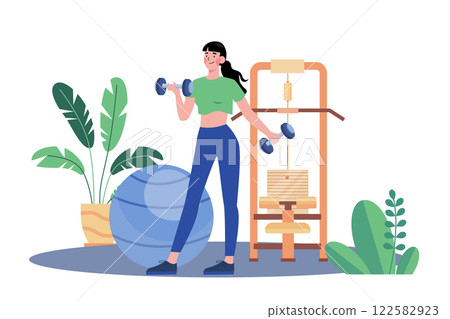 Girl Doing Exercise Illustration concept on white background 122582923