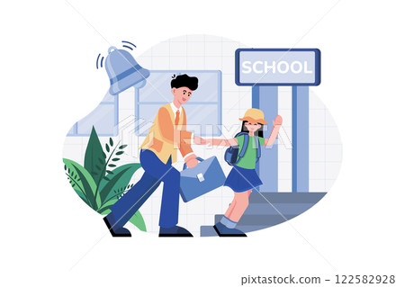 Father Dropping Off Daughter At School Father Dropping Off Daughter At School 122582928