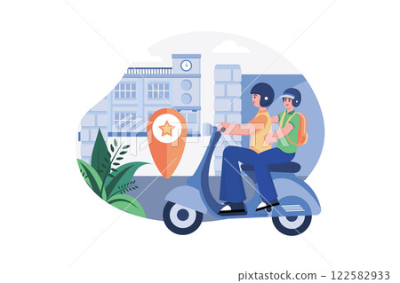 Parents Take Their Children To School 122582933