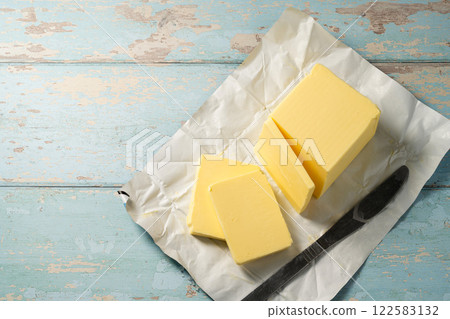 Butter block, grass-feed butter slices. Vitamin D and source of fat  Butter block, grass-feed butter slices. Vitamin D and source of fat  122583132