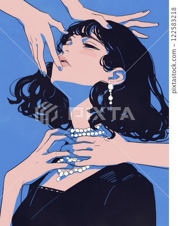 多隻手伸向她的脖子 122583218