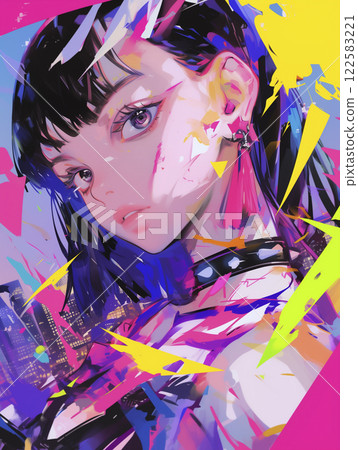 A very cool and fashionable woman watercolor painting A very cool and fashionable woman watercolor painting 122583221