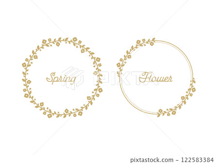 Stamp-style floral decorative frame material Gold 122583384