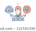 Illustration material of a female student worried about her future career path and school of choice 122583390